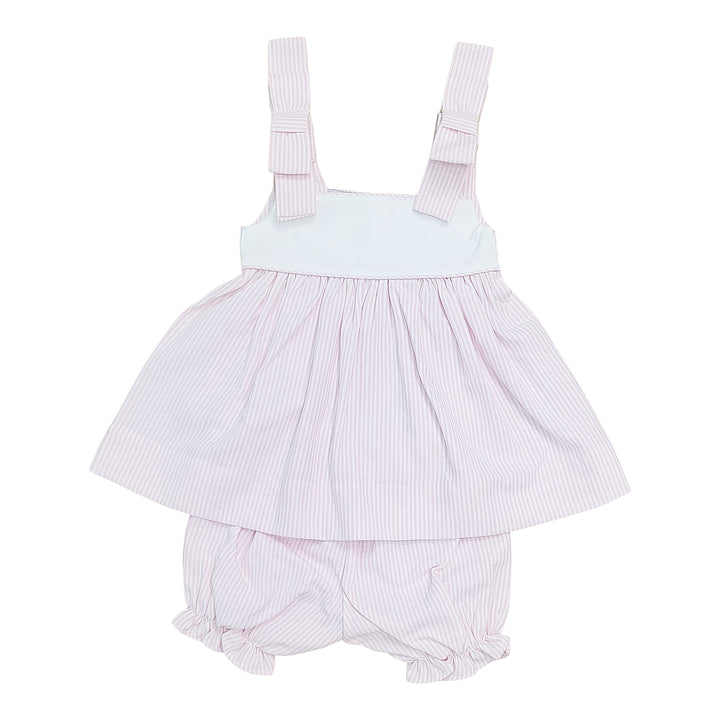 Pink Stripe Bow Shoulder Bloomer Set