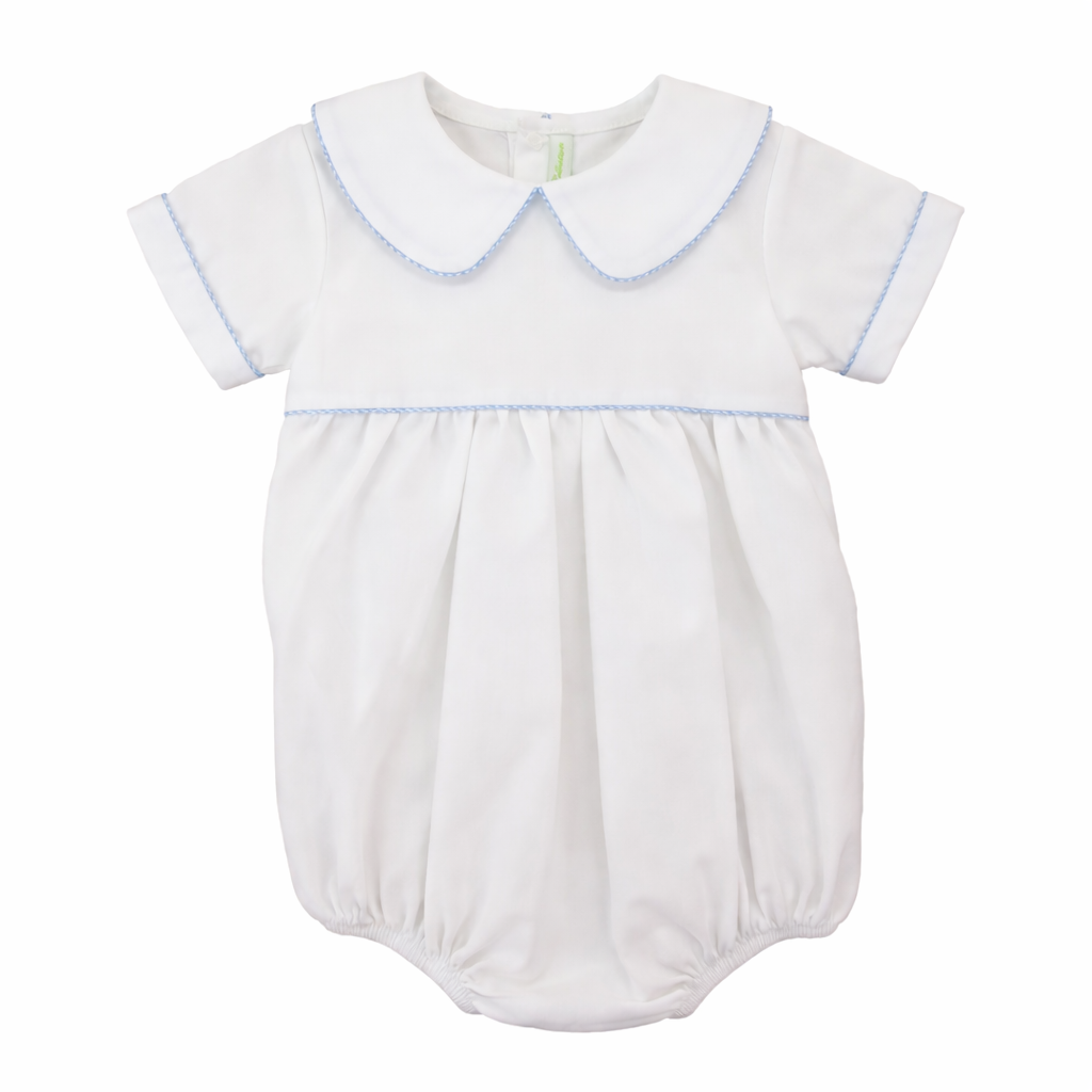 White Bubble with Blue Gingham Trim