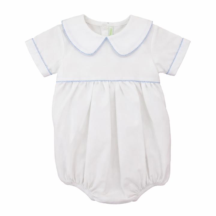White Bubble with Blue Gingham Trim