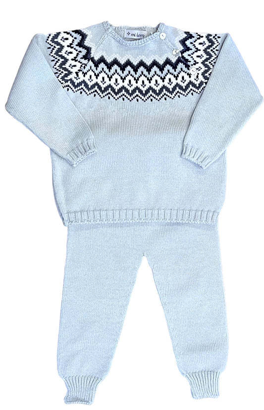 Fair Isle Sweater Set | Light Blue