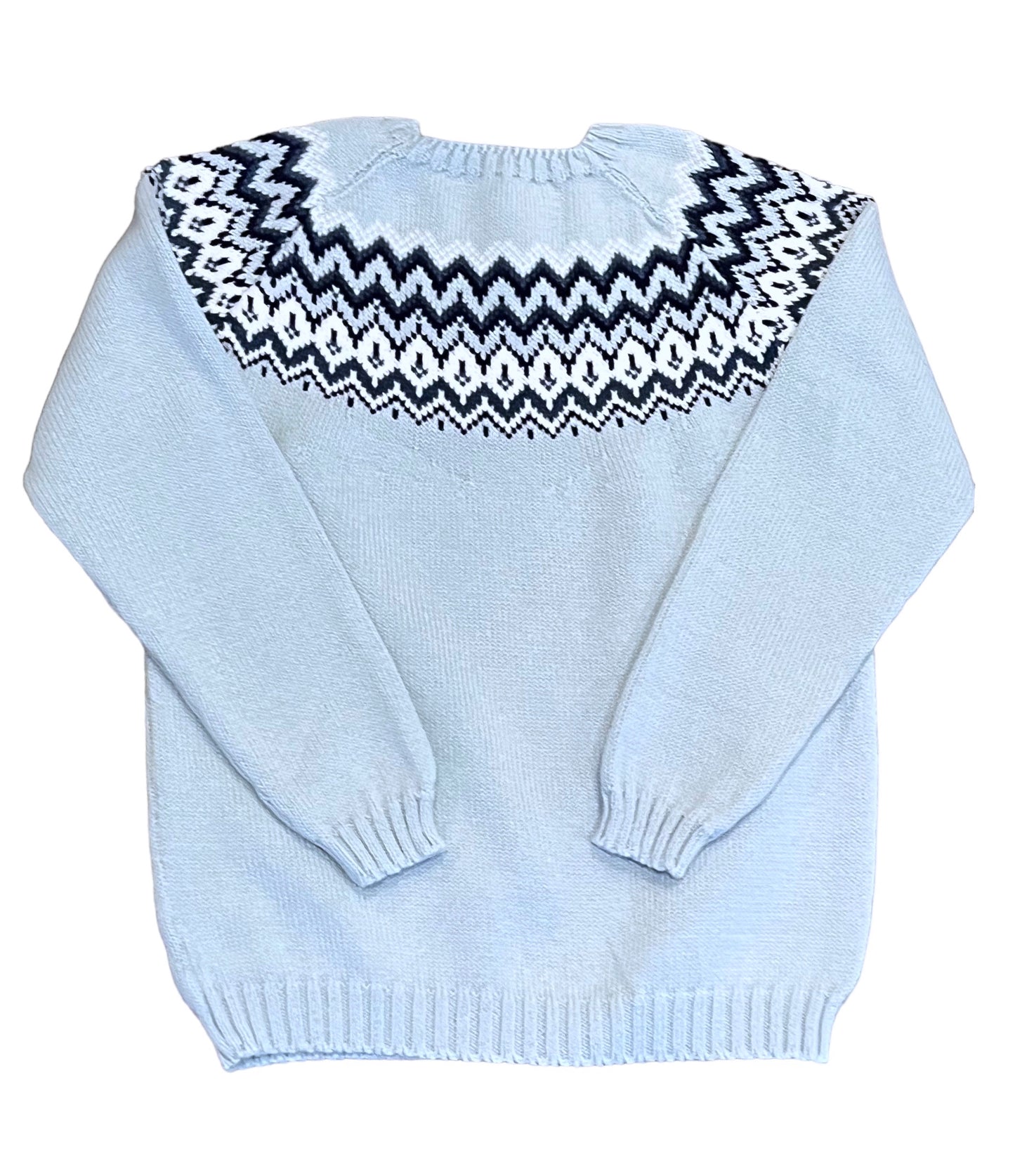 Fair Isle Herringbone Sweater | Light Blue