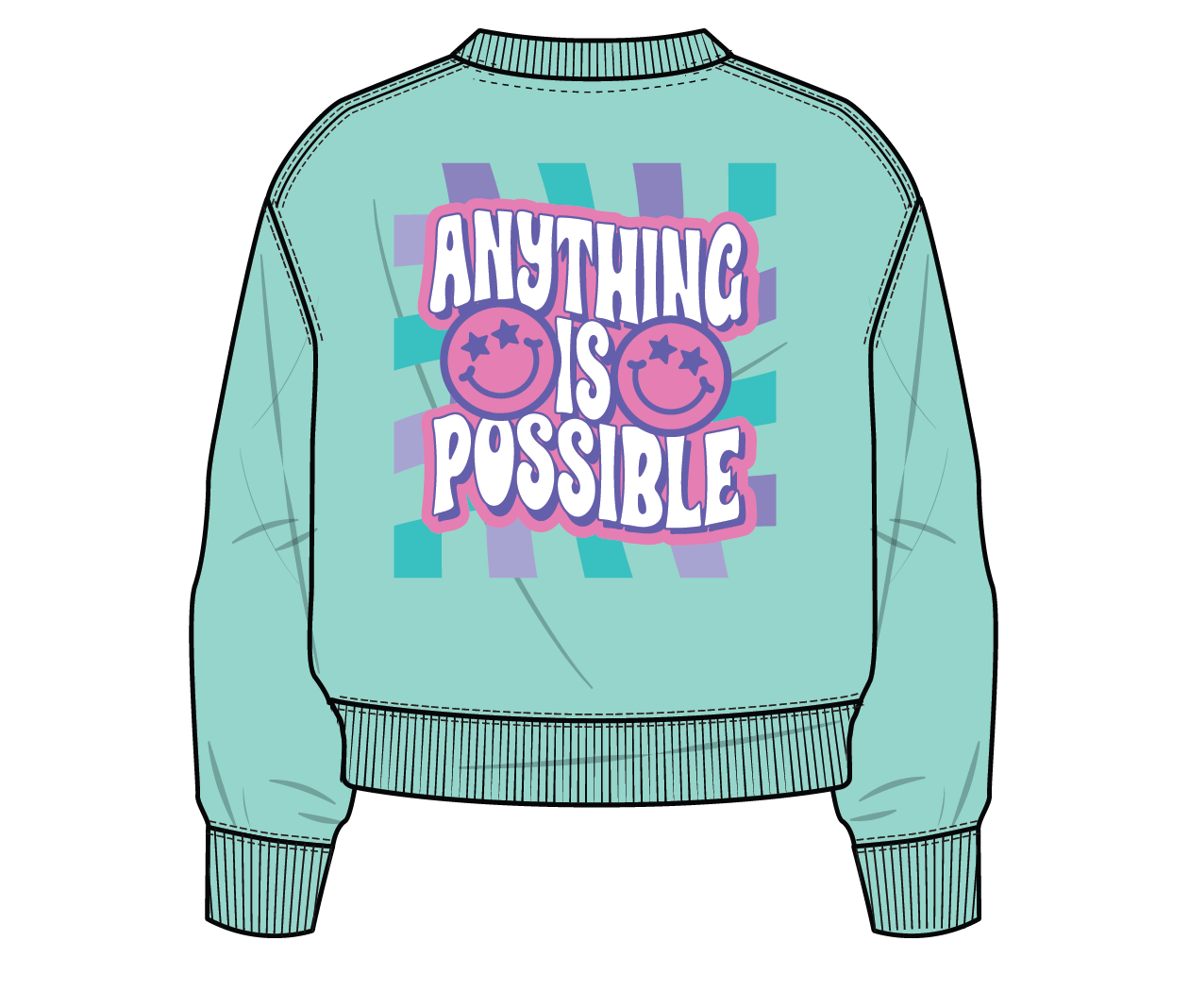 XOXO by Magpies Anything is Possible Smiley Sweatshirt | Aqua