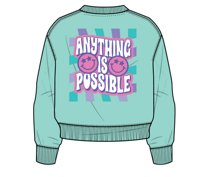 XOXO by Magpies Anything is Possible Smiley Sweatshirt | Aqua