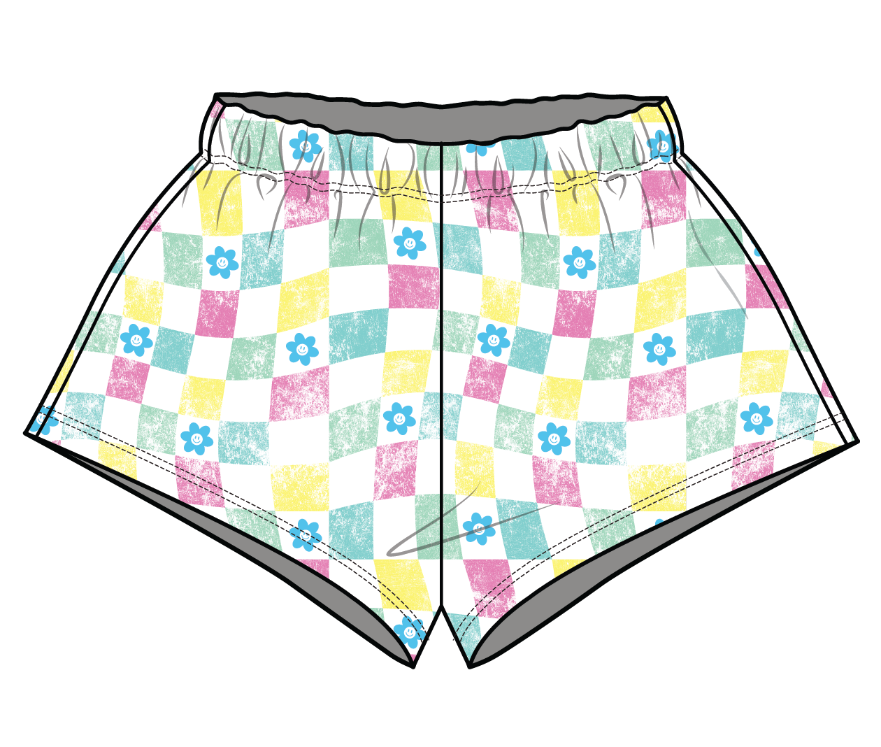 XOXO by Magpies All Over Checker French Terry Short