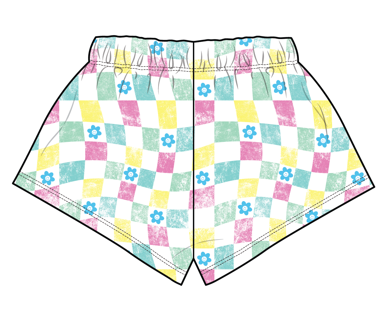 XOXO by Magpies All Over Checker French Terry Short
