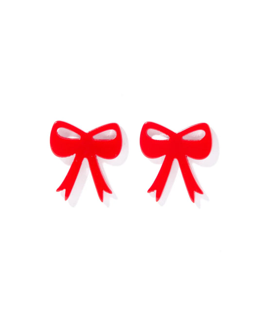 Sophia Bow Earrings | True Red