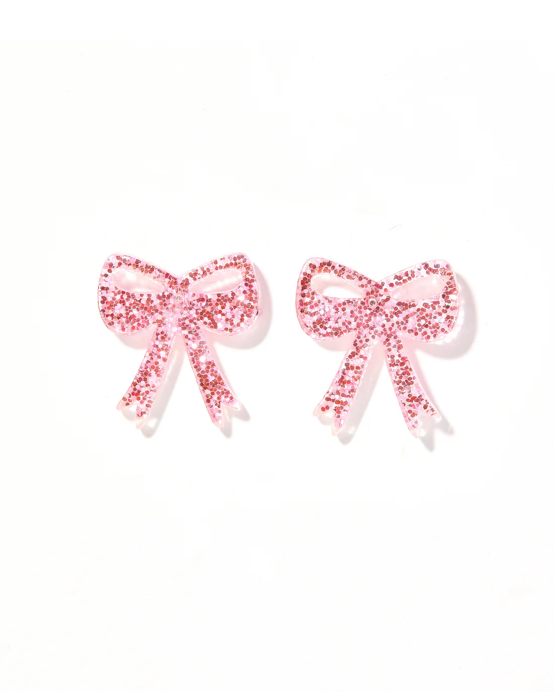 Sophia Bow Earrings | Pink Glitter