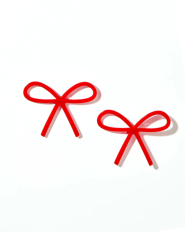 Lola Bow Earrings | True Red