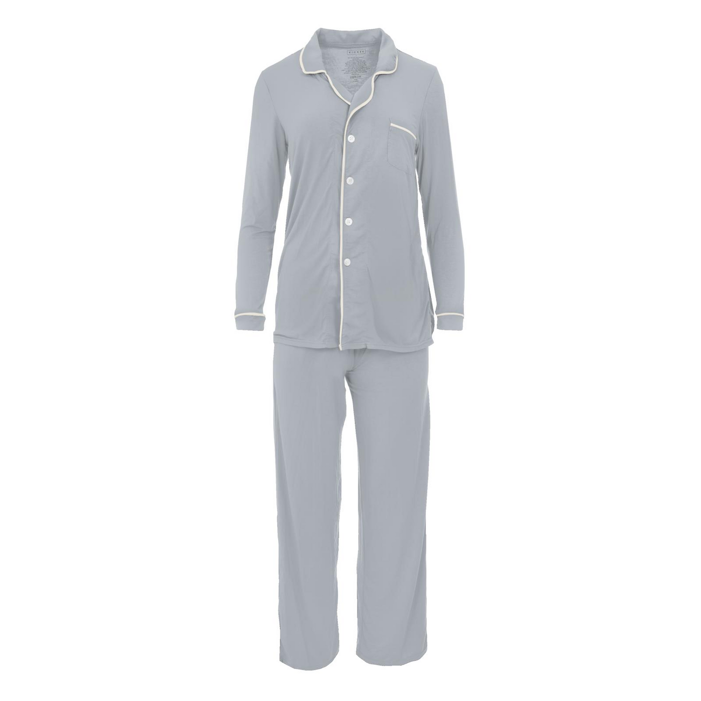 Women's Long Sleeve Pajama Set | Pearl Blue with Natural