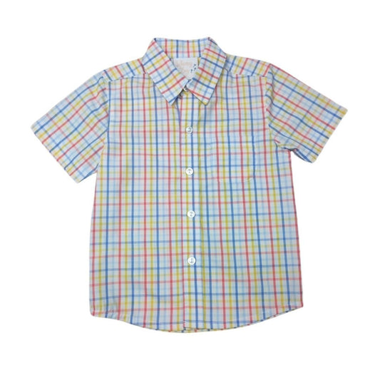 Fishing Around Plaid Short Sleeve Button Up