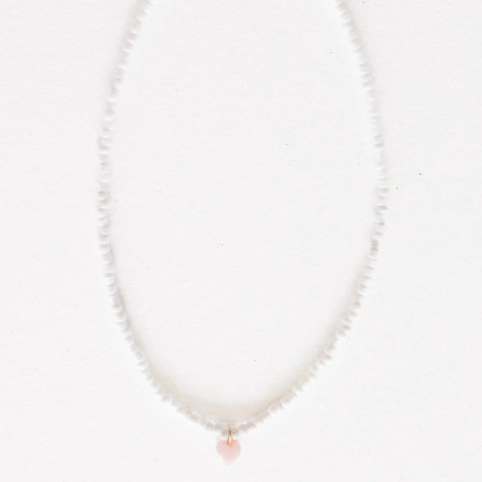 Whitney Heart Necklace | White/Pink