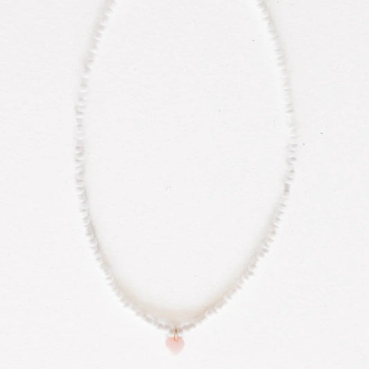 Whitney Heart Necklace | White/Pink