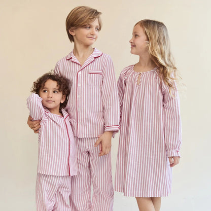 Kid's Twill Pajama Set | Antique Red Ticking