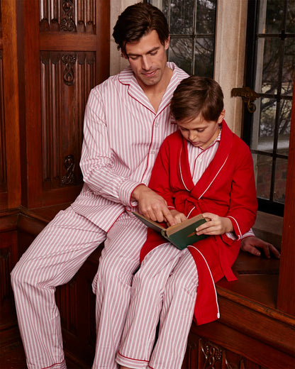 Kid's Twill Pajama Set | Antique Red Ticking