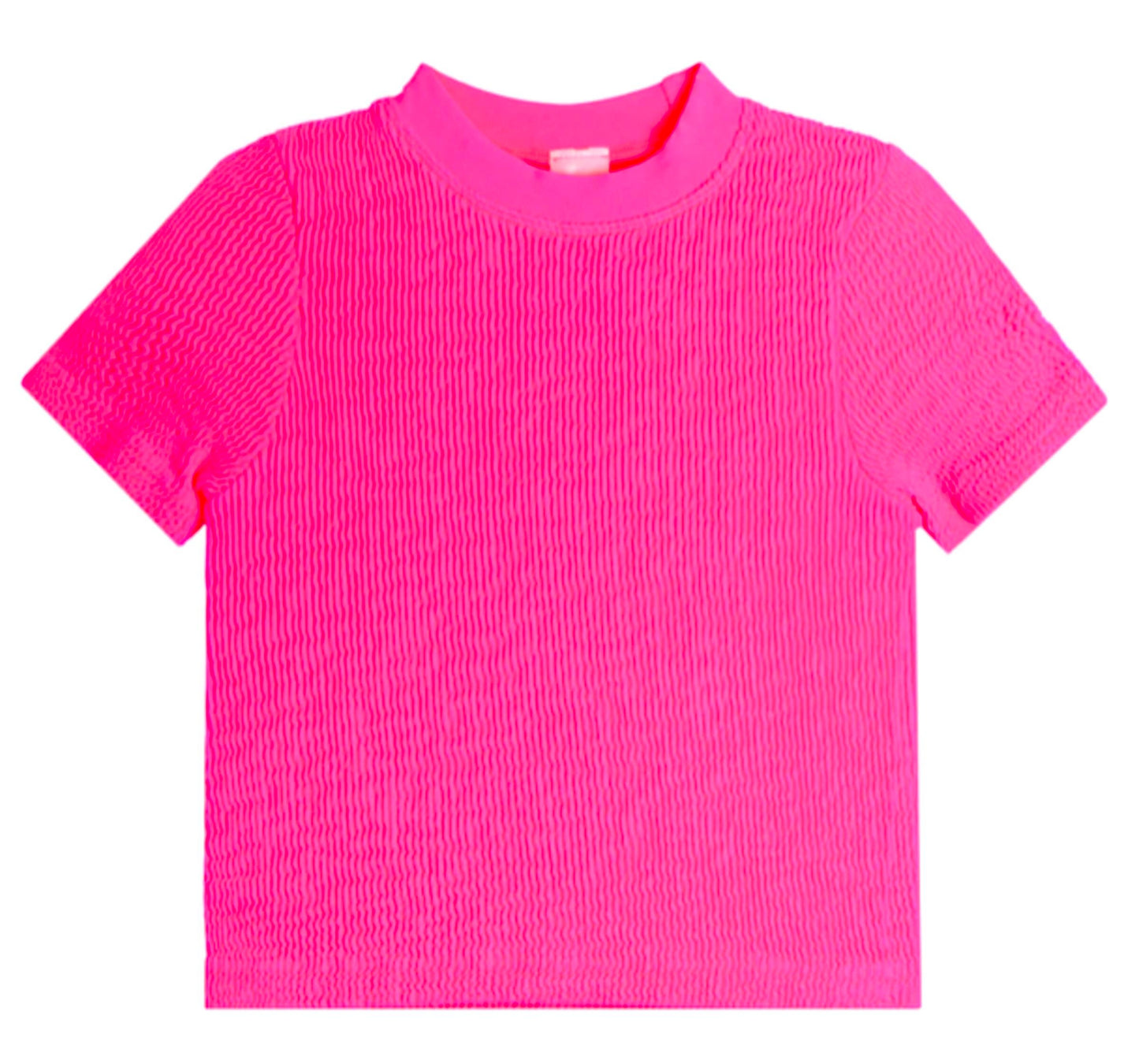 Smocking Short Sleeve Top | Neon Pink