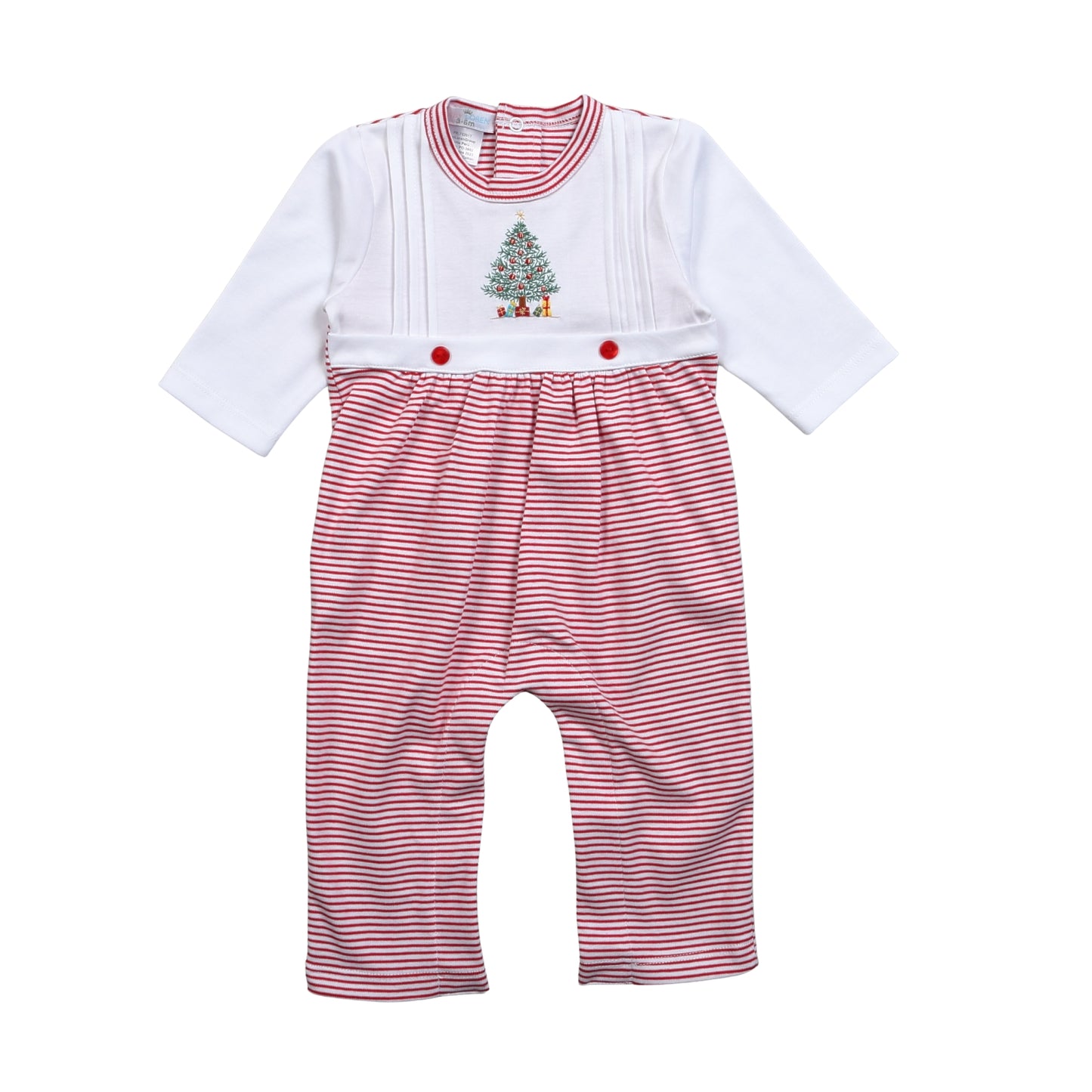 Christmas Tree Hand Embroidered Pima Romper