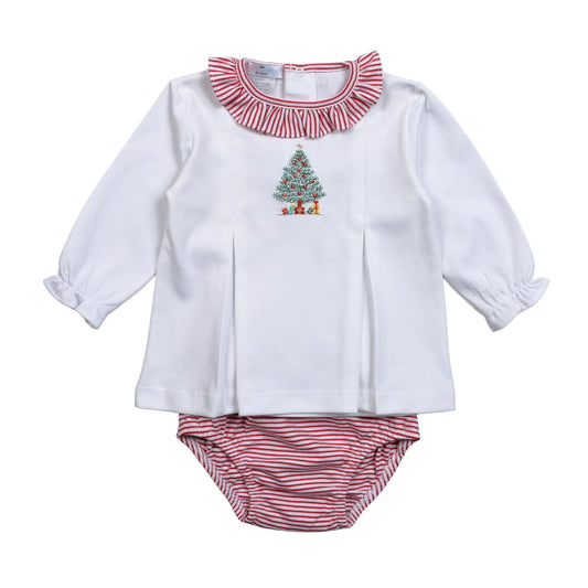 Christmas Tree Hand Embroidered Pima Bloomers Set