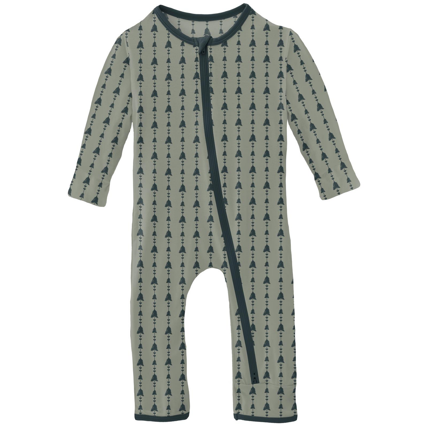 2 Way Zipper Coverall | Silver Sage Trees & Hearts