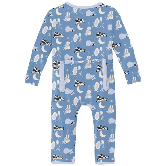 Print Coverall with 2 Way Zipper | Dream Blue Hey Diddle Diddle