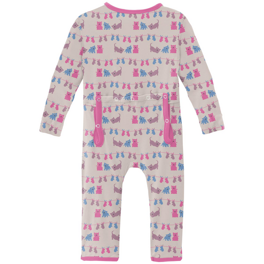 Print Coverall with 2 Way Zipper | Latte 3 Little Kittens