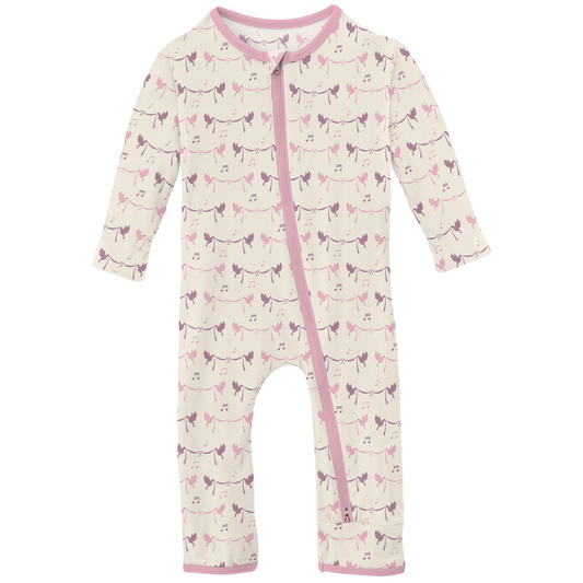 Print Coverall with 2 Way Zipper | Natural Bird Banner
