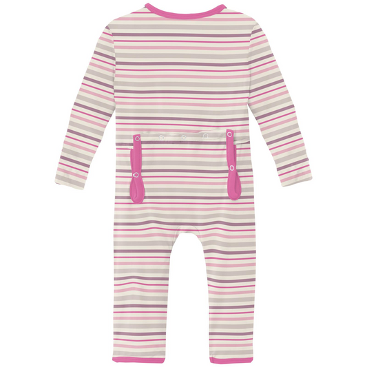 Print Coverall with 2 Way Zipper | Whimsical Stripe