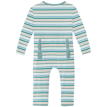 Printed Zipper Coverall | Lakeside Stripe