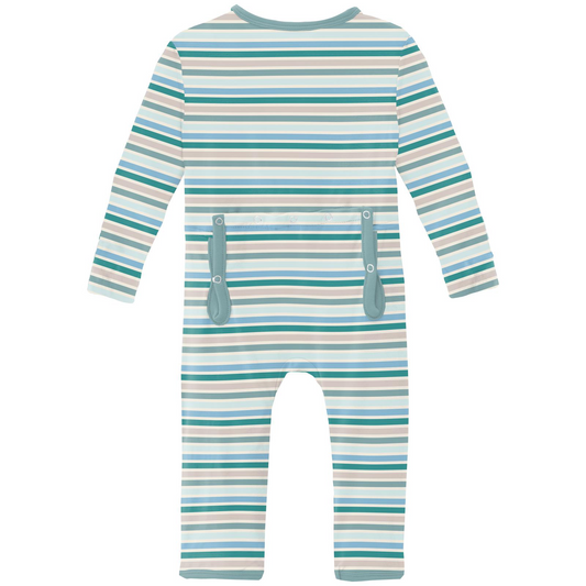 Printed Zipper Coverall | Lakeside Stripe