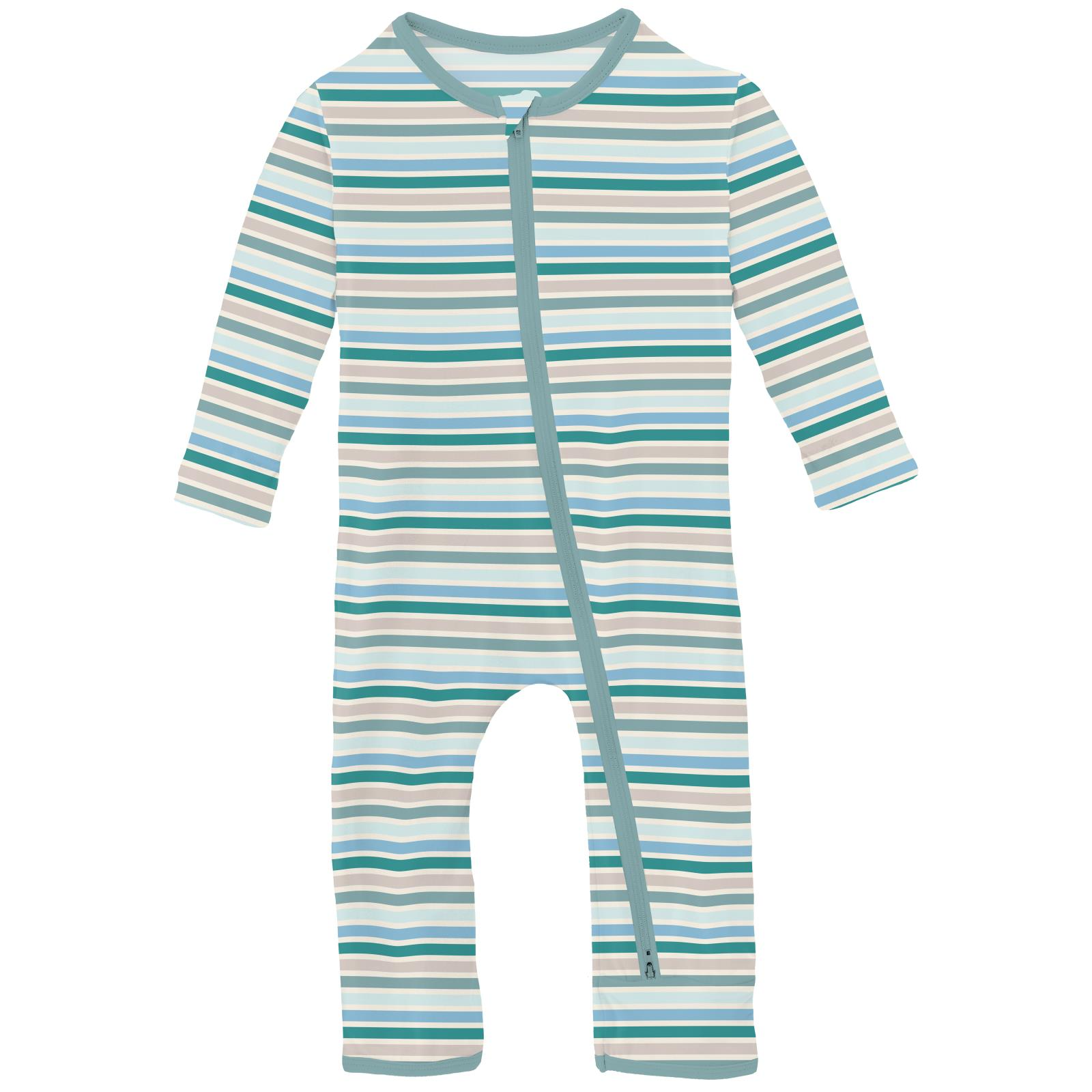 Printed Zipper Coverall | Lakeside Stripe