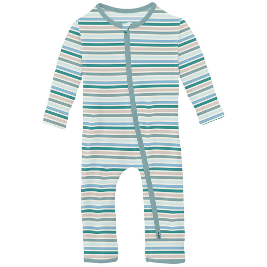 Printed Zipper Coverall | Lakeside Stripe