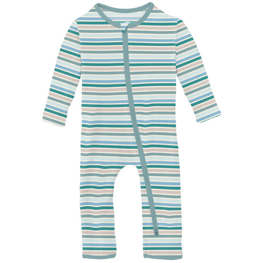 Print 2 Way Zipper Coverall | Lakeside Stripe