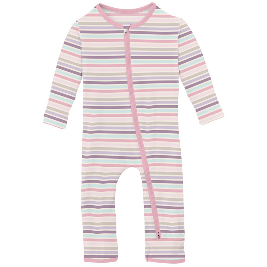 Print 2 Way Zipper Coverall | Ice Cream Stripe