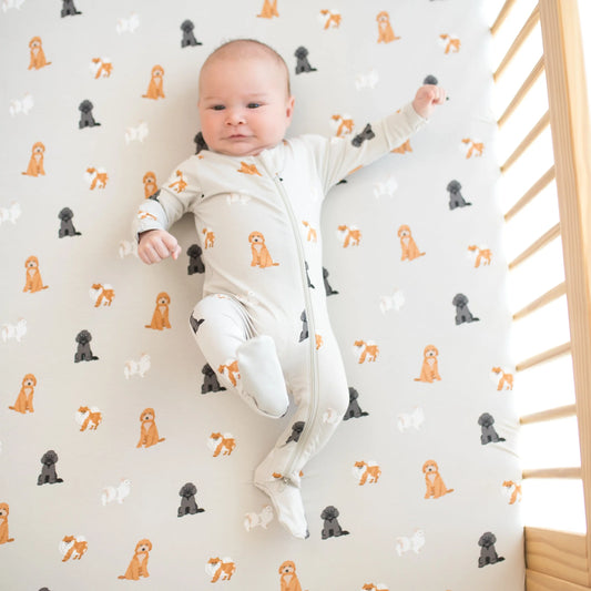 Kyte Baby Zippered Bamboo Footie | Fluffy Dog