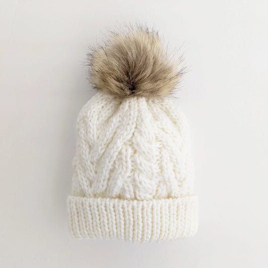 Pom Pom Beanie Hat | Winter White