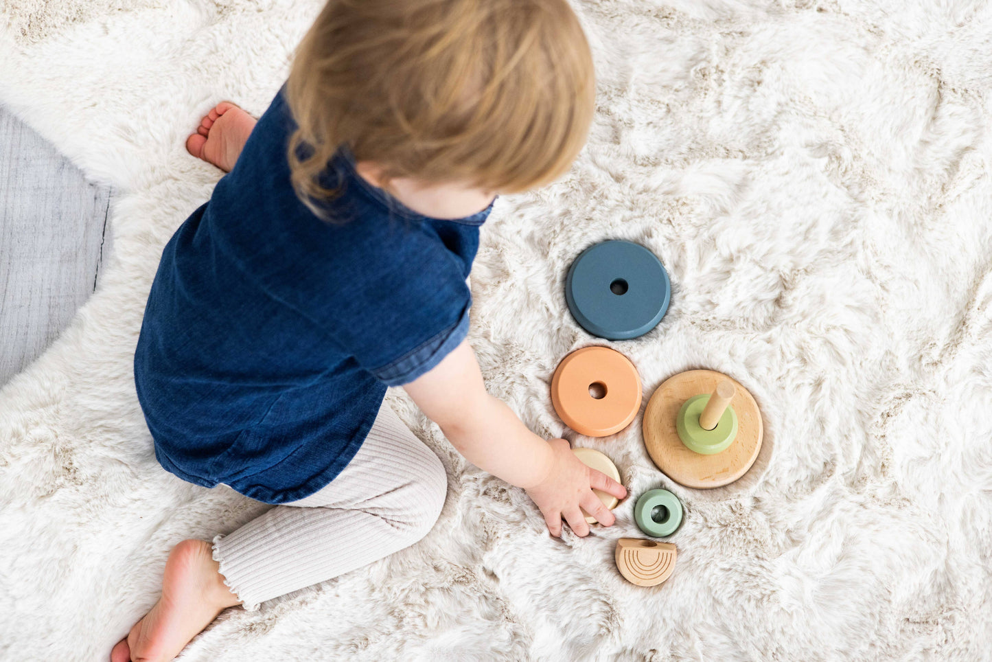 Wooden Stacking Rainbow Tower Baby Toy