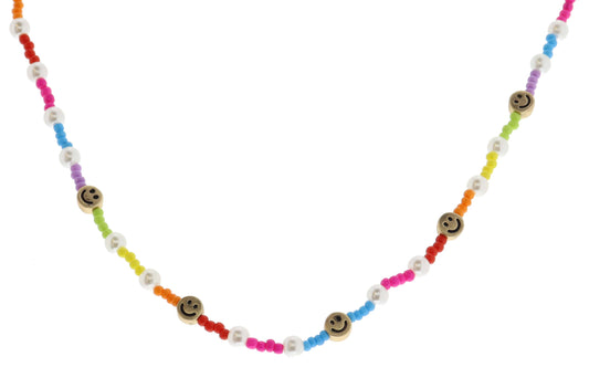 Colorblock & Pearl Necklace | Smiley