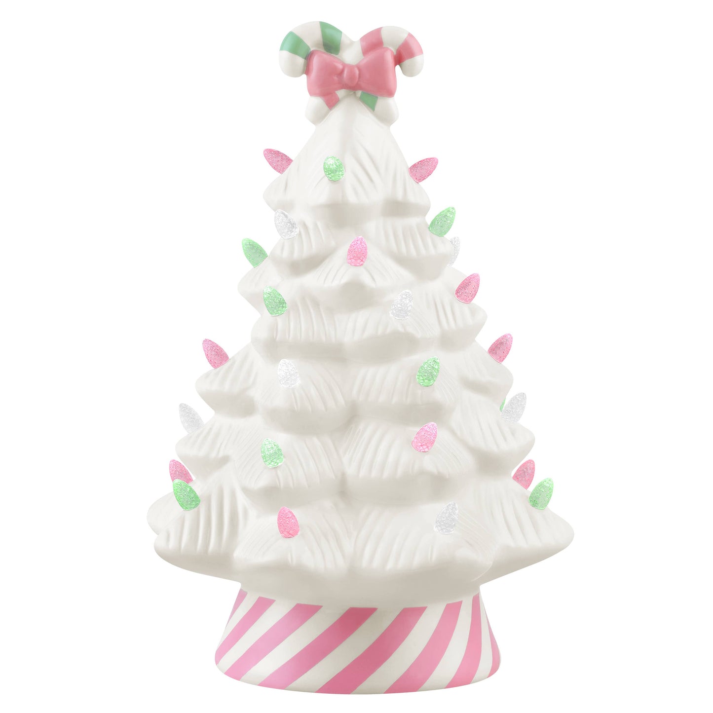 12 in. Nostalgic Ceramic Pink Candy Cane Tree