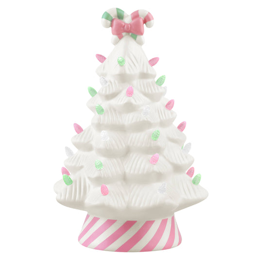 12 in. Nostalgic Ceramic Pink Candy Cane Tree