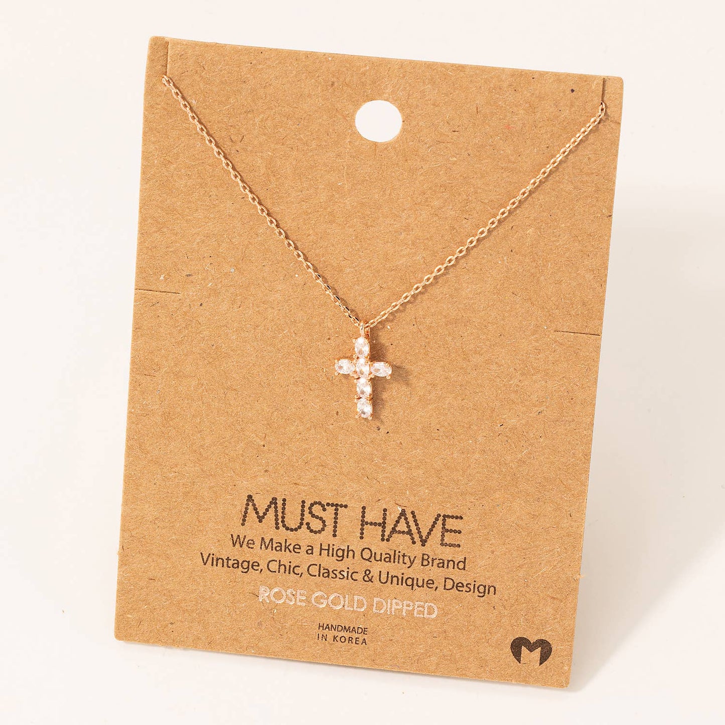 Rhinestone Cross Pendant Necklace | Silver