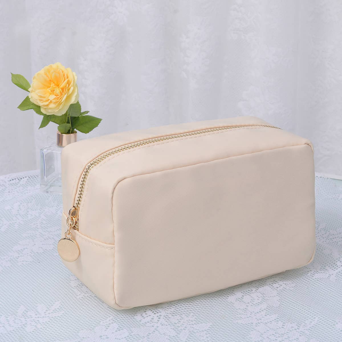 Round Zippered Nylon Pouch Bag (includes 2 complimentary patches)