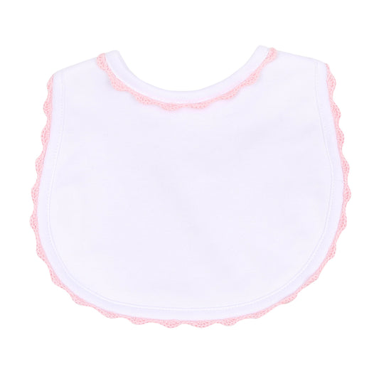 Baby Joy Embroidered Bib | Pink
