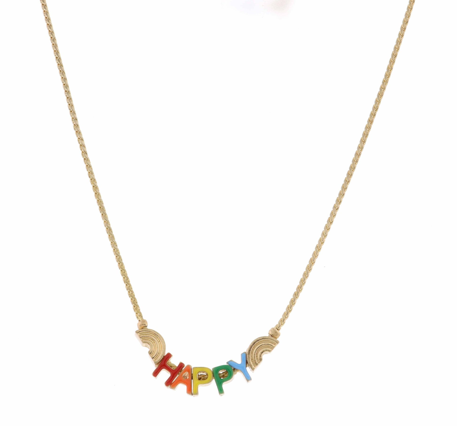 "Happy" with Rainbows Necklace