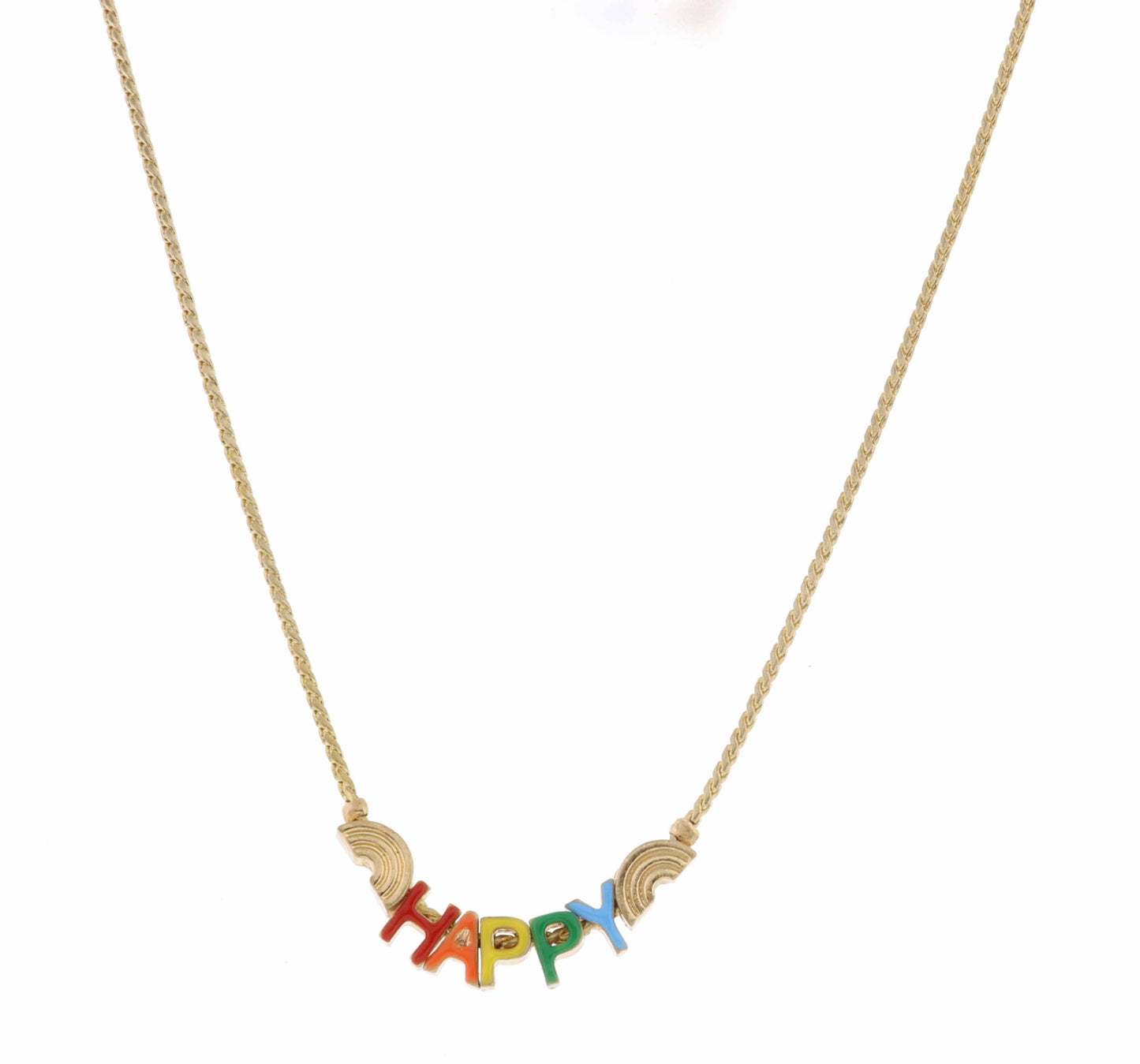 "Happy" with Rainbows Necklace