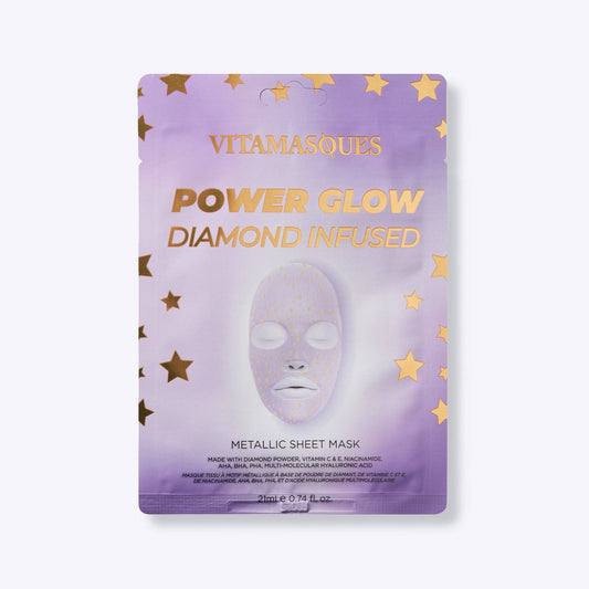 Power Glow Diamond Infused Metallic Face Sheet Mask 💎