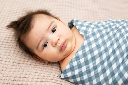 2-pack Cotton Swaddles - Fish / Navy Gingham