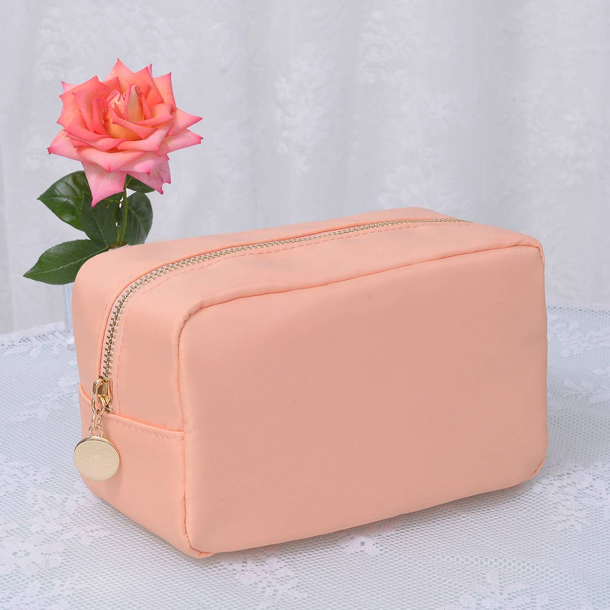 Round Zippered Nylon Pouch Bag (includes 2 complimentary patches)