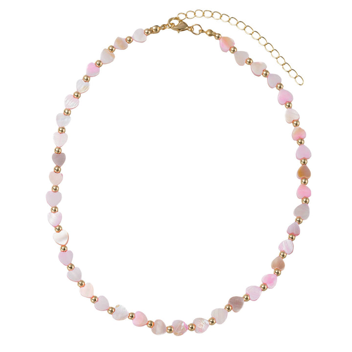 Light Pink Heart Beaded Necklace