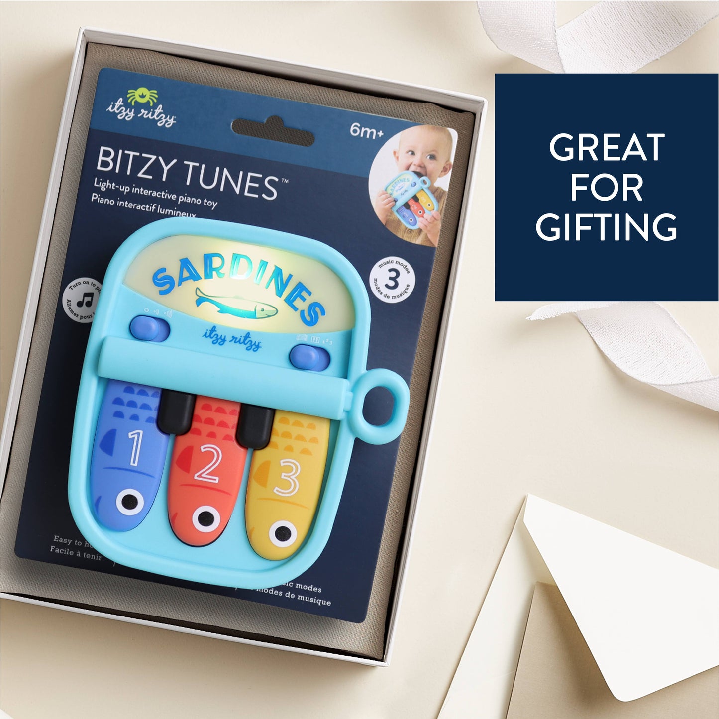 Bitzy Tunes Light-up Interactive Piano Toy | Sardines