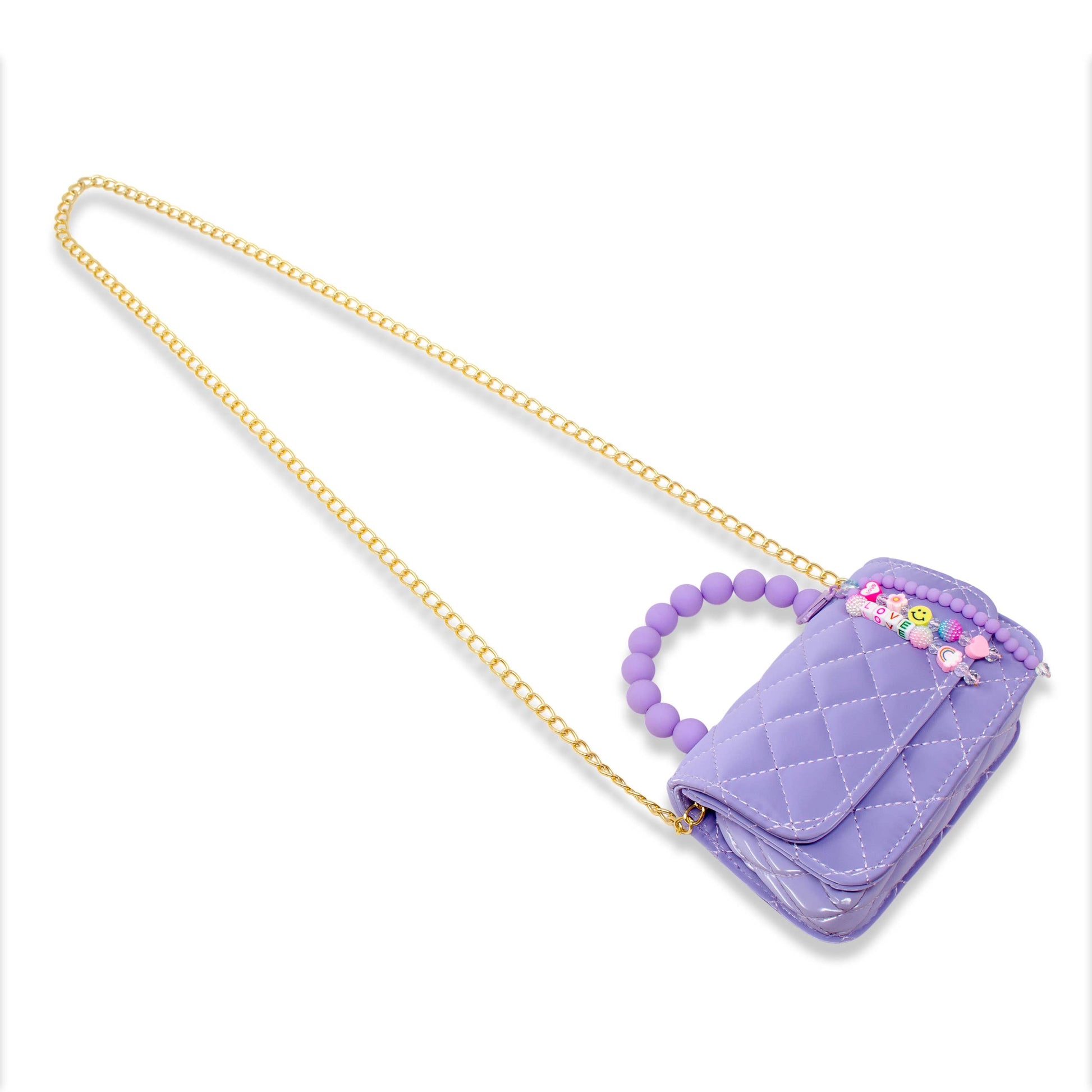 Pearl Handle Message Charm Handbag | Lavender