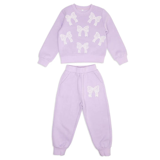 Alice Pearl Bow Sweatpant + Sweatshirt Set